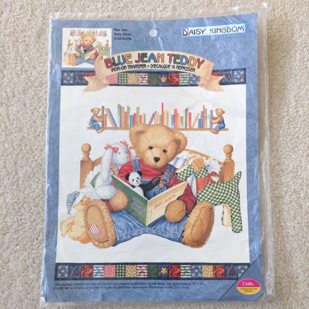 Daisy Kingdom Iron on Transfer Blue Jean Teddy vintage 2001